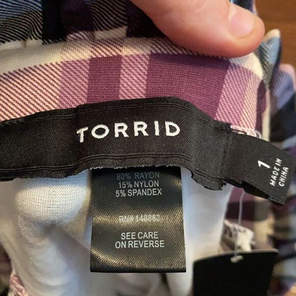 Torrid Plaid Paper Bag Front Tie Shorts Casual Boho Contemporary Size 1X NEW - Picture 11 of 14